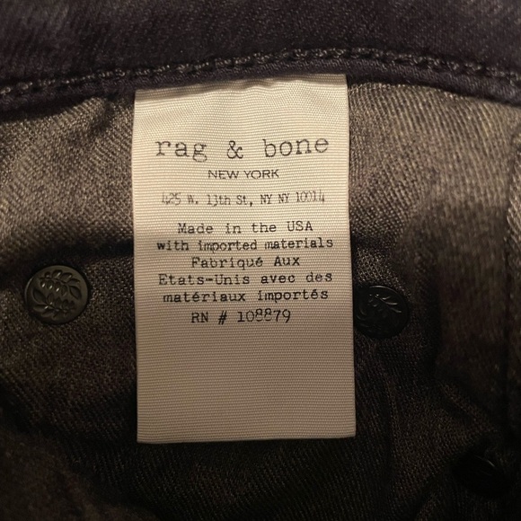 Rag & Bone Aged Black Skinny Jeans measures at Size 28 (tag says 26) - Picture 5 of 7